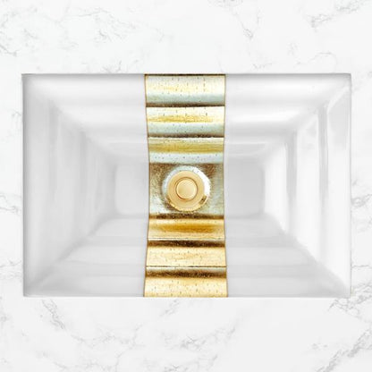 Linkasink - Artisan Glass Medium Rectangular Eglomise Undermount Sink with Ribbon