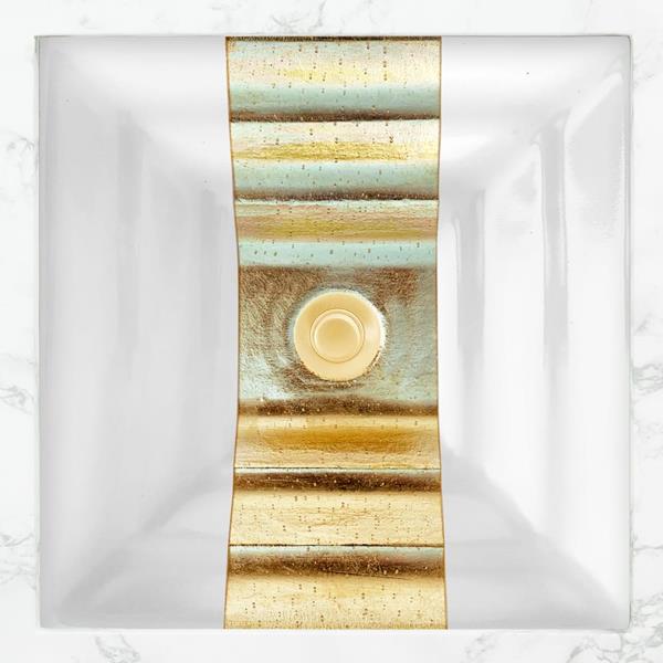 Linkasink - Artisan Glass Medium Square Eglomise Undermount Sink With Ribbon