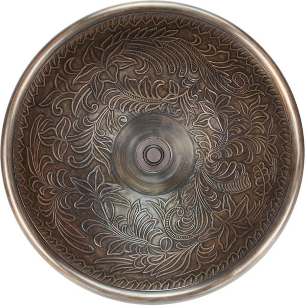 Linkasink - Large Round Botanical Cast Bronze Vessel