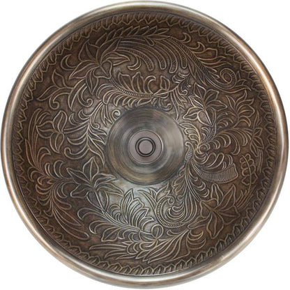 Linkasink - Large Round Botanical Cast Bronze Vessel