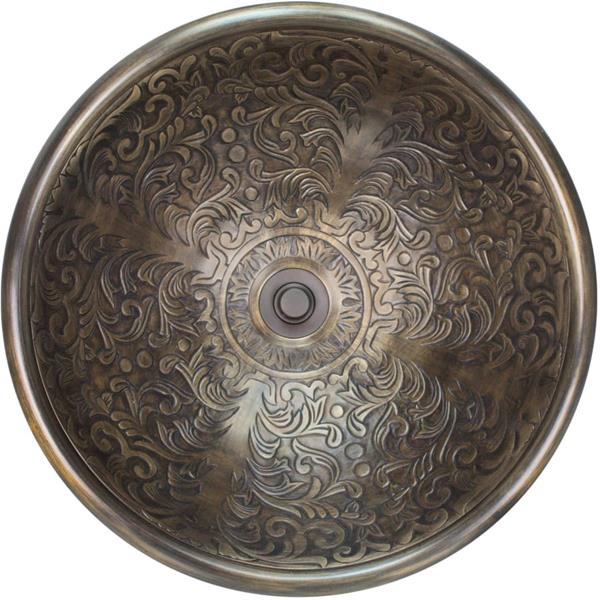 Linkasink - Large Round Brocade Cast Bronze Vessel