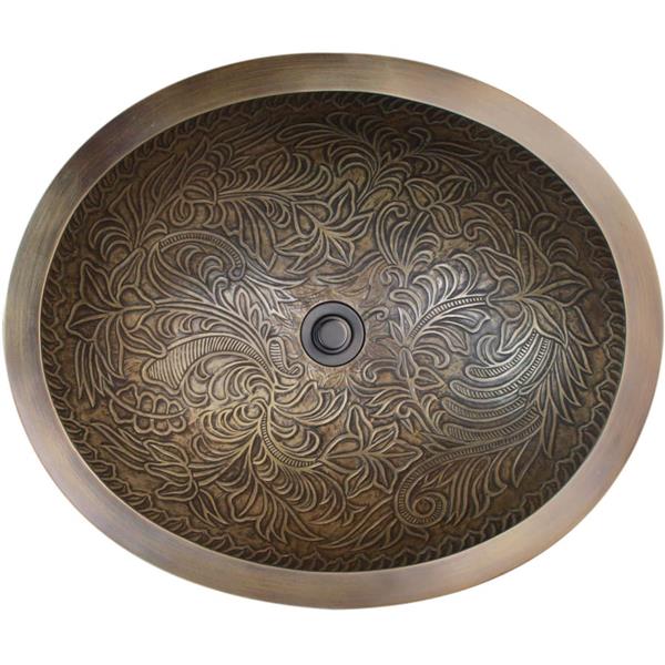 Linkasink - Oval Botanical Cast Bronze Vessel