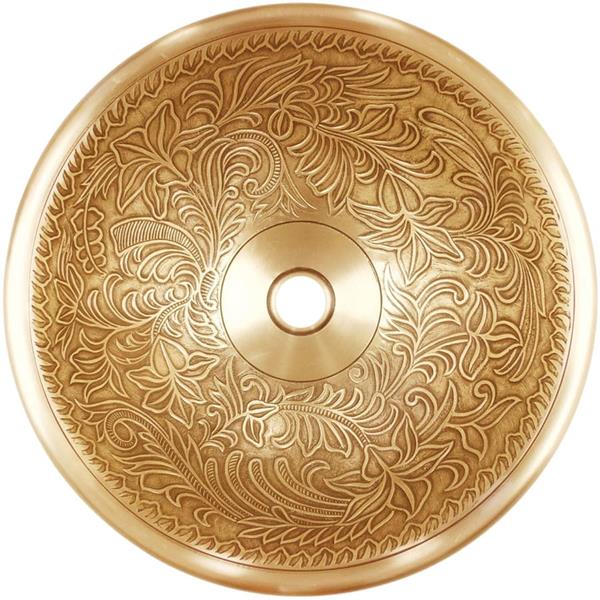 Linkasink - Small Round Botanical Cast Bronze Vessel