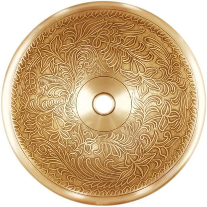 Linkasink - Small Round Botanical Cast Bronze Vessel