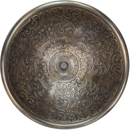Linkasink - Small Round Brocade Cast Bronze Vessel