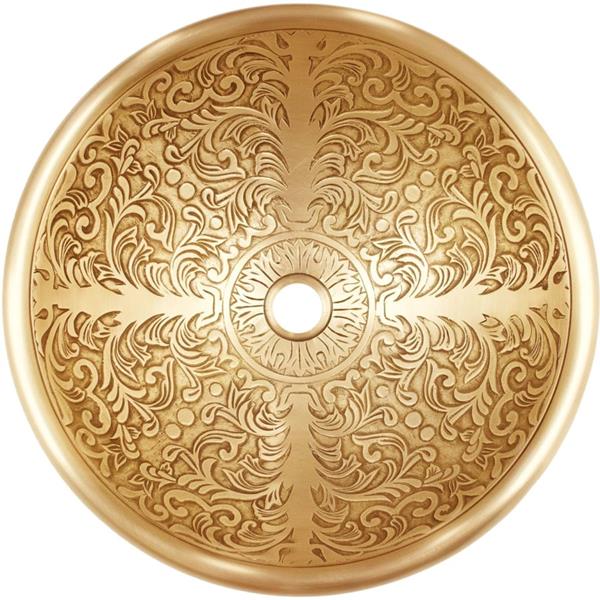 Linkasink - Small Round Brocade Cast Bronze Vessel