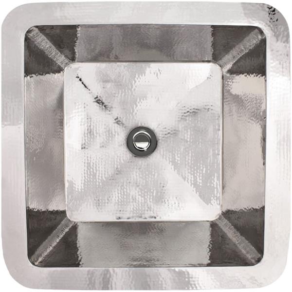 Linkasink - Hammered Metal Small Square Bar Sink With 2 Inch Drain Opening