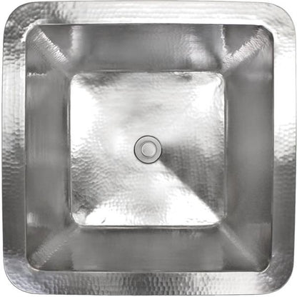 Linkasink - Hammered Metal Small Square Bar Sink With 2 Inch Drain Opening