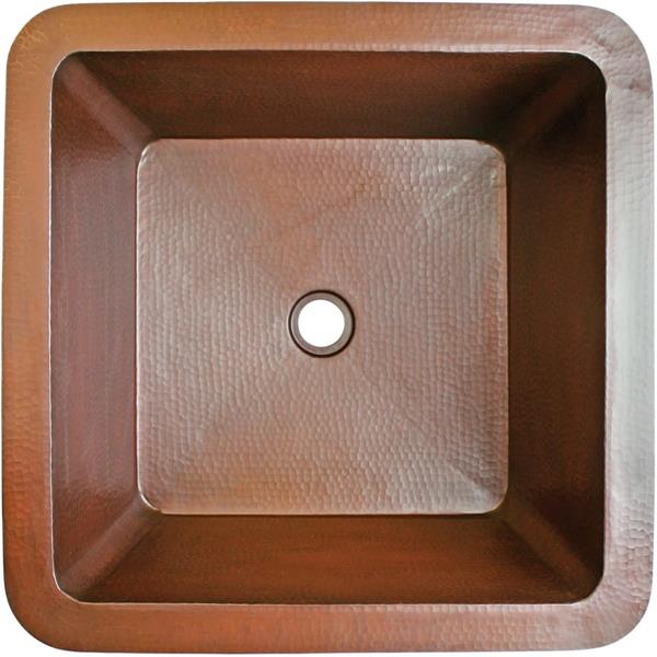 Linkasink - Hammered Metal Small Square Bar Sink With 2 Inch Drain Opening