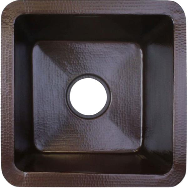 Linkasink - Hammered Metal Small Square Sink With 3.5 Inch Drain Opening