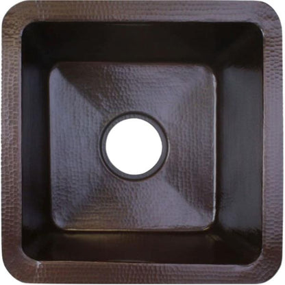 Linkasink - Hammered Metal Small Square Sink With 3.5 Inch Drain Opening