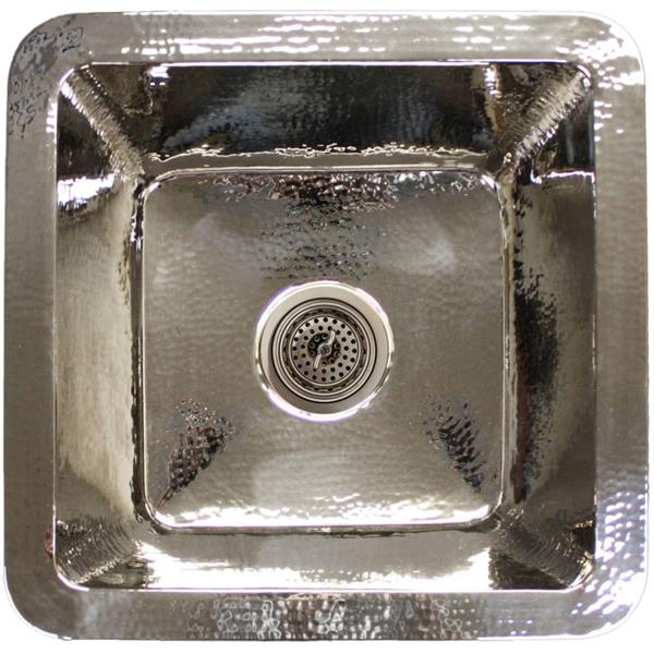 Linkasink - Hammered Metal Small Square Sink With 3.5 Inch Drain Opening