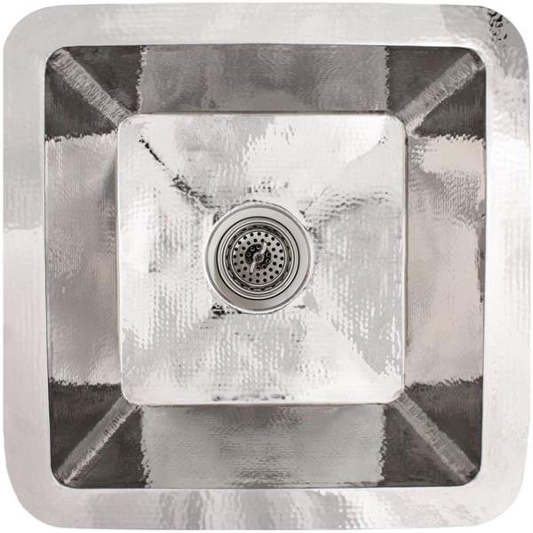 Linkasink - Hammered Metal Small Square Sink With 3.5 Inch Drain Opening