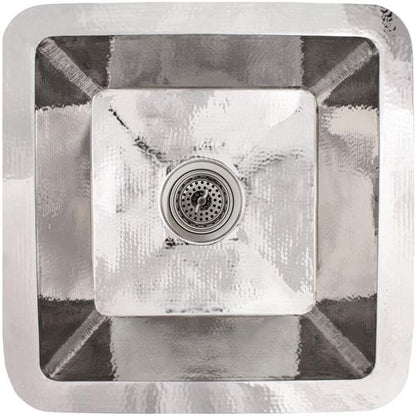 Linkasink - Hammered Metal Small Square Sink With 3.5 Inch Drain Opening