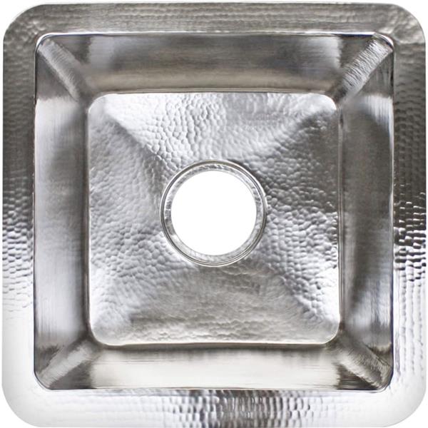 Linkasink - Hammered Metal Small Square Sink With 3.5 Inch Drain Opening
