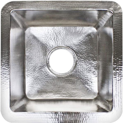 Linkasink - Hammered Metal Small Square Sink With 3.5 Inch Drain Opening