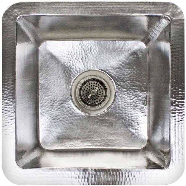 Linkasink - Hammered Metal Small Square Sink With 3.5 Inch Drain Opening