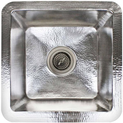Linkasink - Hammered Metal Small Square Sink With 3.5 Inch Drain Opening