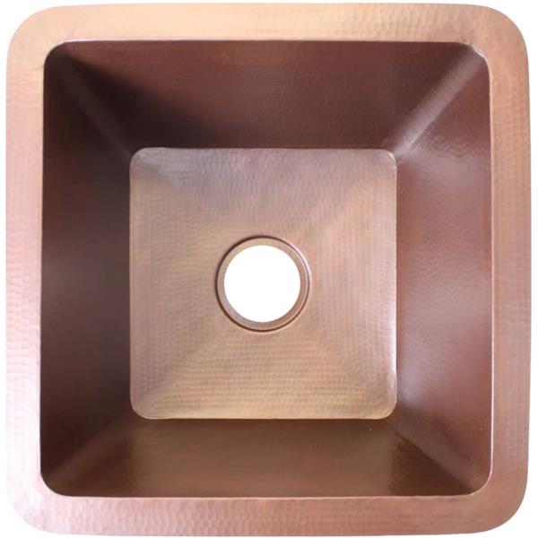 Linkasink - Hammered Metal Small Square Sink With 3.5 Inch Drain Opening