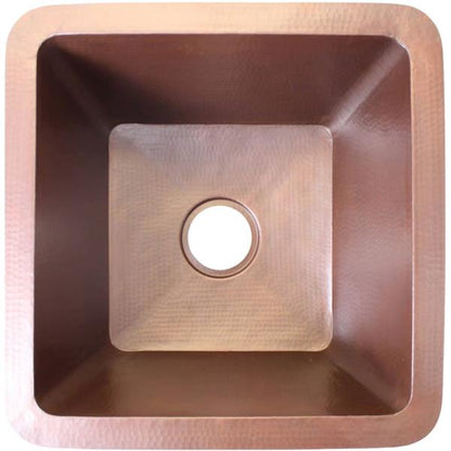 Linkasink - Hammered Metal Small Square Sink With 3.5 Inch Drain Opening