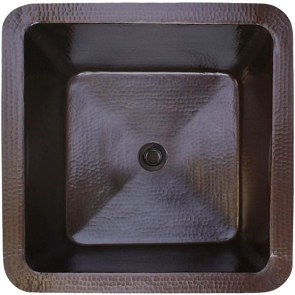 Linkasink - Hammered Metal Hand-Crafted Large Square Kitchen/Bar Sink