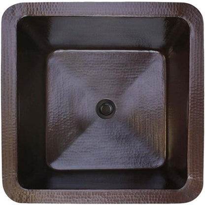 Linkasink - Hammered Metal Hand-Crafted Large Square Kitchen/Bar Sink