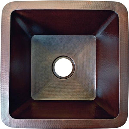 Linkasink - Hammered Metal Hand-Crafted Large Square Kitchen/Bar Sink With 3.5 Inch Drain Opening