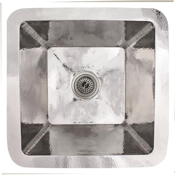Linkasink - Hammered Metal Hand-Crafted Large Square Kitchen/Bar Sink With 3.5 Inch Drain Opening