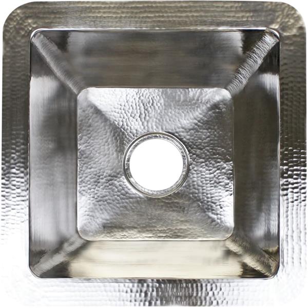 Linkasink - Hammered Metal Hand-Crafted Large Square Kitchen/Bar Sink With 3.5 Inch Drain Opening