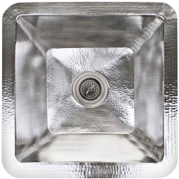 Linkasink - Hammered Metal Hand-Crafted Large Square Kitchen/Bar Sink With 3.5 Inch Drain Opening