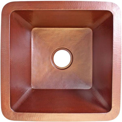 Linkasink - Hammered Metal Hand-Crafted Large Square Kitchen/Bar Sink With 3.5 Inch Drain Opening
