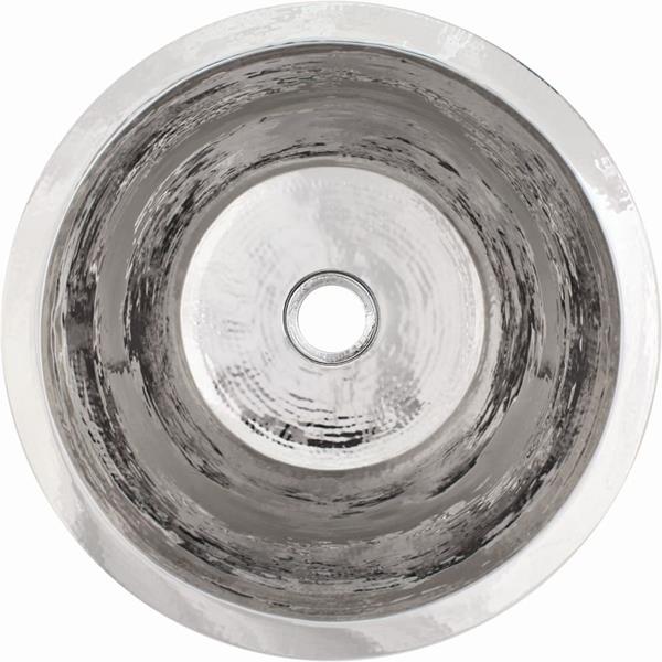 Linkasink - Hammered Metal Hand-Crafted Small Round Flat Bottom Bar/Utility Sink