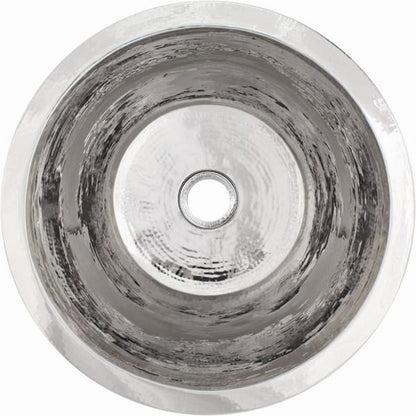 Linkasink - Hammered Metal Hand-Crafted Small Round Flat Bottom Bar/Utility Sink