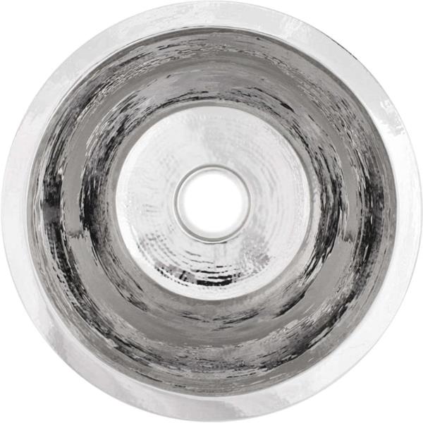 Linkasink - Hammered Metal Hand-Crafted Small Round Flat Bottom Bar/Utility Sink