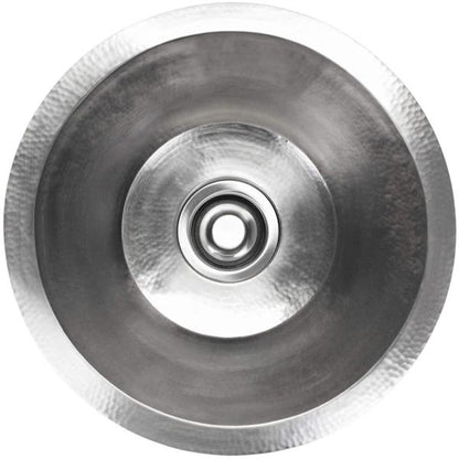 Linkasink - Hammered Metal Hand-Crafted Small Round Flat Bottom Bar/Utility Sink