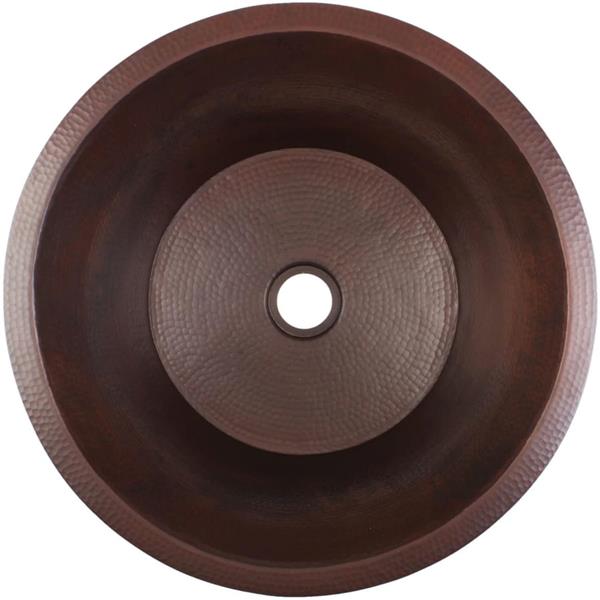 Linkasink - Hammered Metal Hand-Crafted Large Round Flat Bottom Bar/Utility Sink