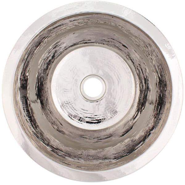 Linkasink - Hammered Metal Hand-Crafted Large Round Flat Bottom Bar/Utility Sink