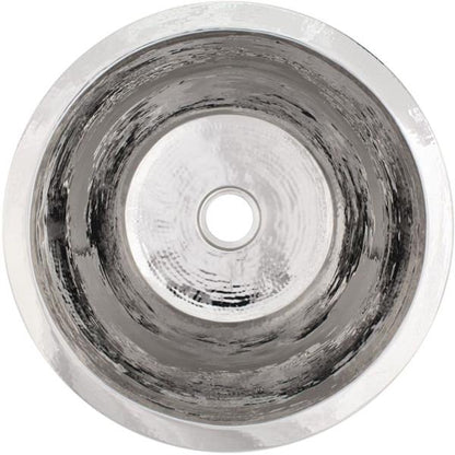 Linkasink - Hammered Metal Hand-Crafted Large Round Flat Bottom Bar/Utility Sink