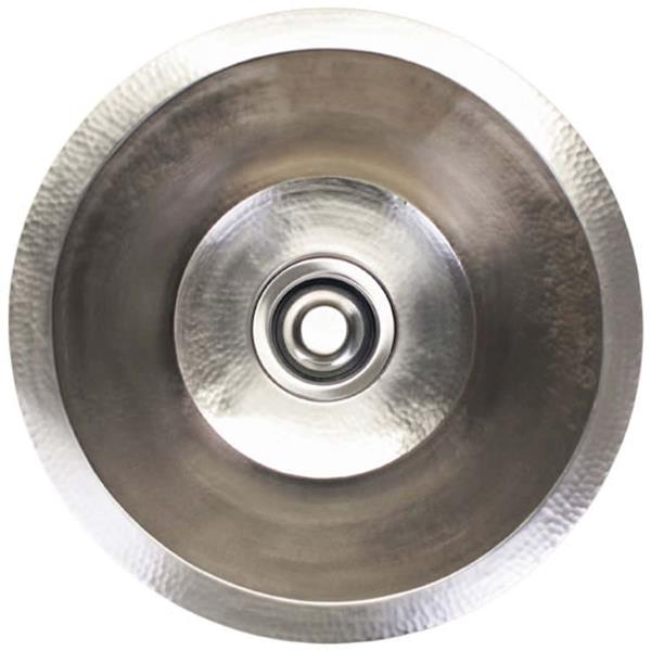 Linkasink - Hammered Metal Hand-Crafted Large Round Flat Bottom Bar/Utility Sink