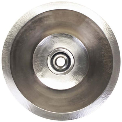 Linkasink - Hammered Metal Hand-Crafted Large Round Flat Bottom Bar/Utility Sink