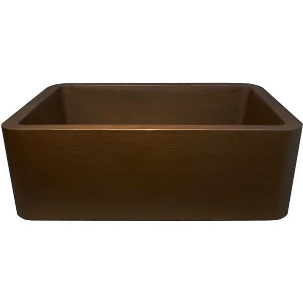 Linkasink - Hammered Metal Hand-Crafted Farmhouse 33 Inch Single Bowl Kitchen Sink - Undermount