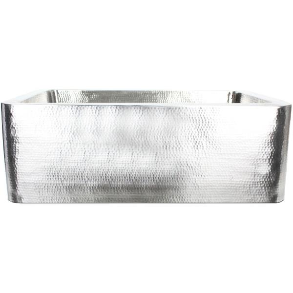 Linkasink - Hammered Metal Hand-Crafted Farmhouse 33 Inch Single Bowl Kitchen Sink - Undermount