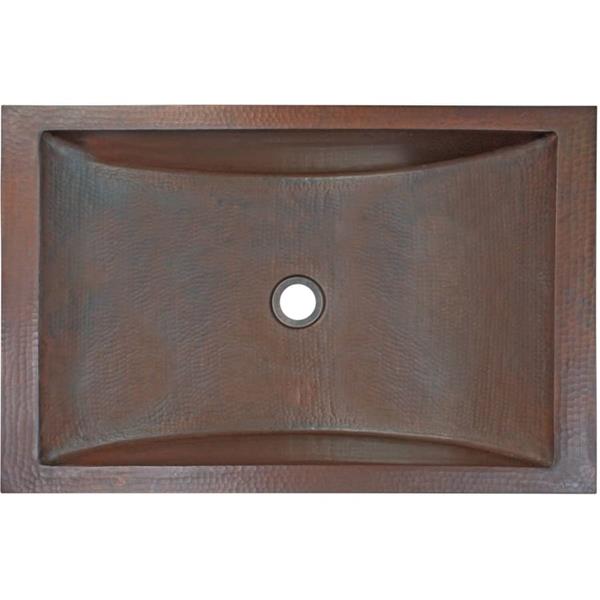 Linkasink - Hammered Metal Hand-Crafted Rectangular Bath/Bar Crescent Sink