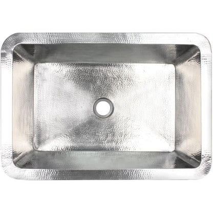 Linkasink - Hammered Metal Hand-Crafted Rectangular Box Sink With 2 Inch Drain Opening