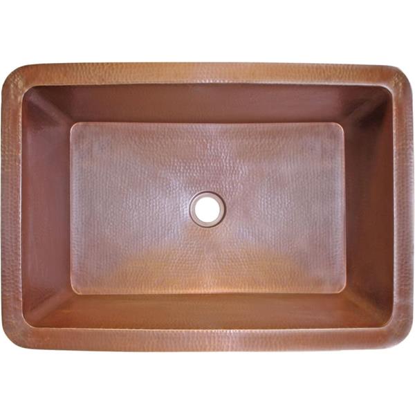Linkasink - Hammered Metal Hand-Crafted Rectangular Box Sink With 2 Inch Drain Opening