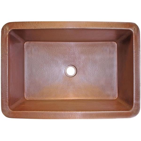 Linkasink - Hammered Metal Hand-Crafted Rectangular Box Sink With 3.5 Inch Drain Opening