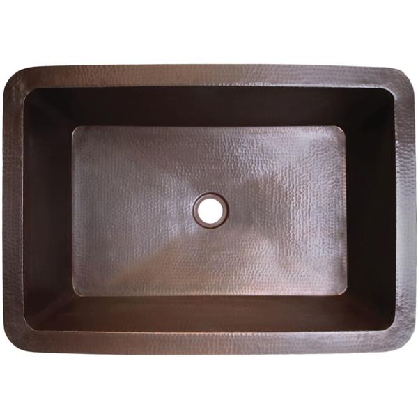 Linkasink - Hammered Metal Hand-Crafted Rectangular Box Sink With 1.5 Inch Drain Opening