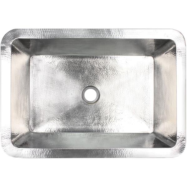 Linkasink - Hammered Metal Hand-Crafted Rectangular Box Sink With 1.5 Inch Drain Opening