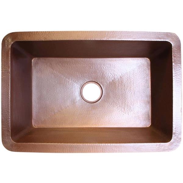 Linkasink - Hammered Metal Hand-Crafted Farmhouse Kitchen Undermount Sink Single Bowl