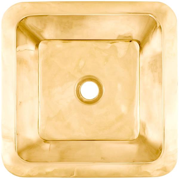 Linkasink - Small Square Hand-Crafted Smooth Metal Bath/Bar Sink 2 Inch Drain Opening